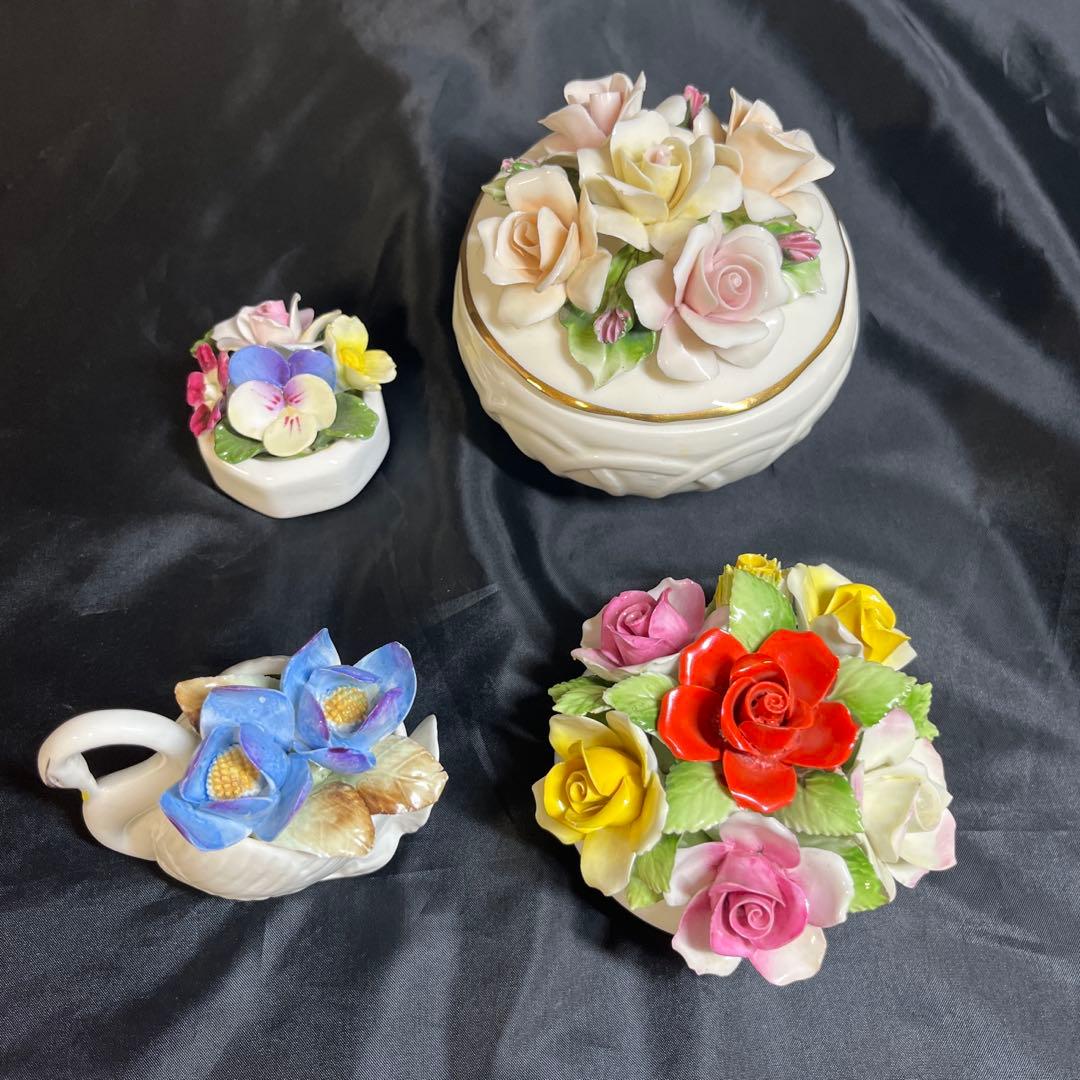 陶器 陶花 置物 小物入れ フィギュリン おまとめ　&マレリーショール