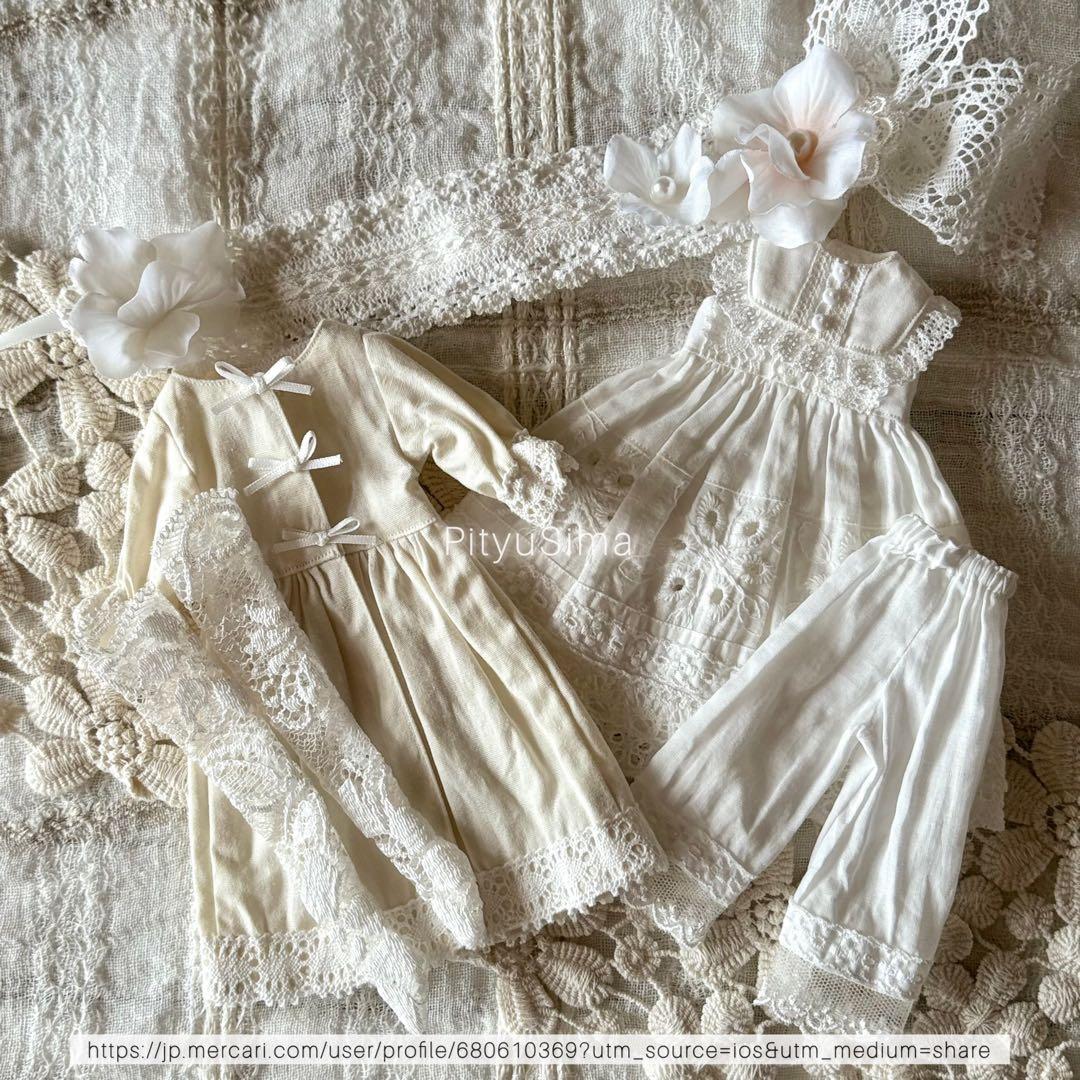 【春の支度】白レースのドール服セット／プーリップアウトフィット