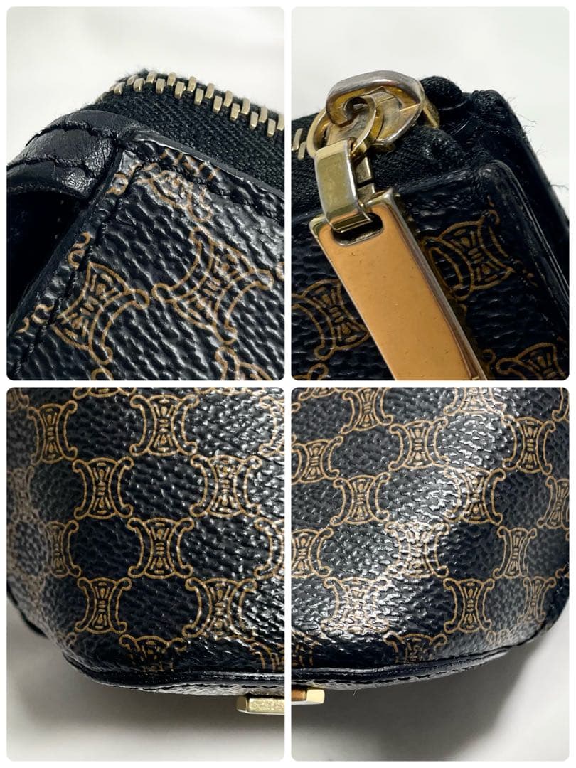 セリーヌ 黒 マカダム プレート ロゴ 金具 2way PVC レザー 大容量