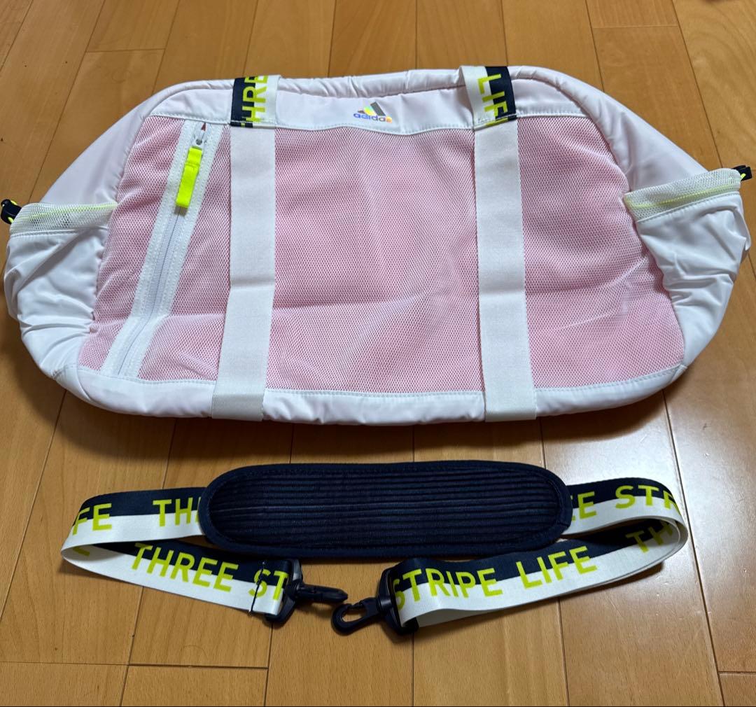 アディダスゴルフレディースボストンバッグ ホワイトピンク