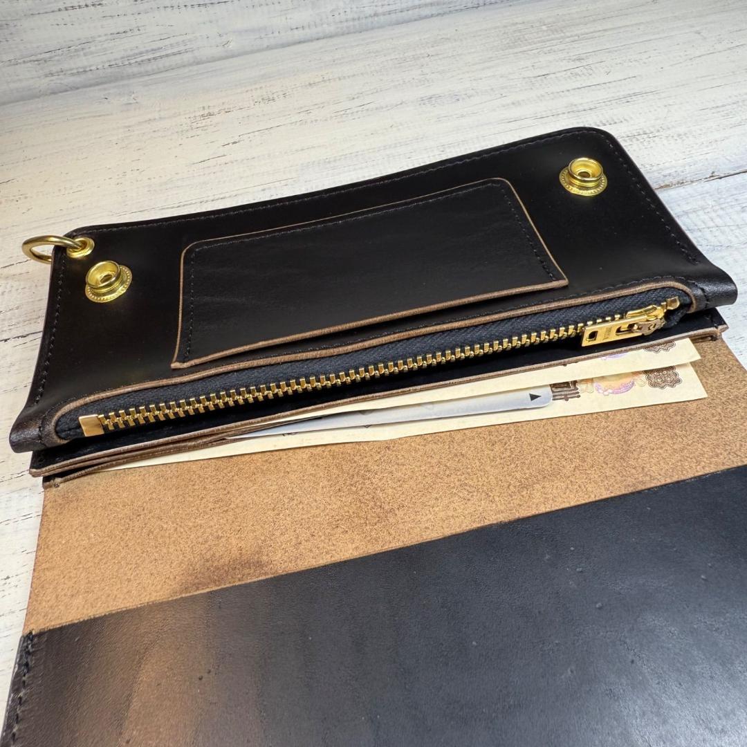 【トラッカーウォレット ロング 3層】ホースバット ゴールド universal