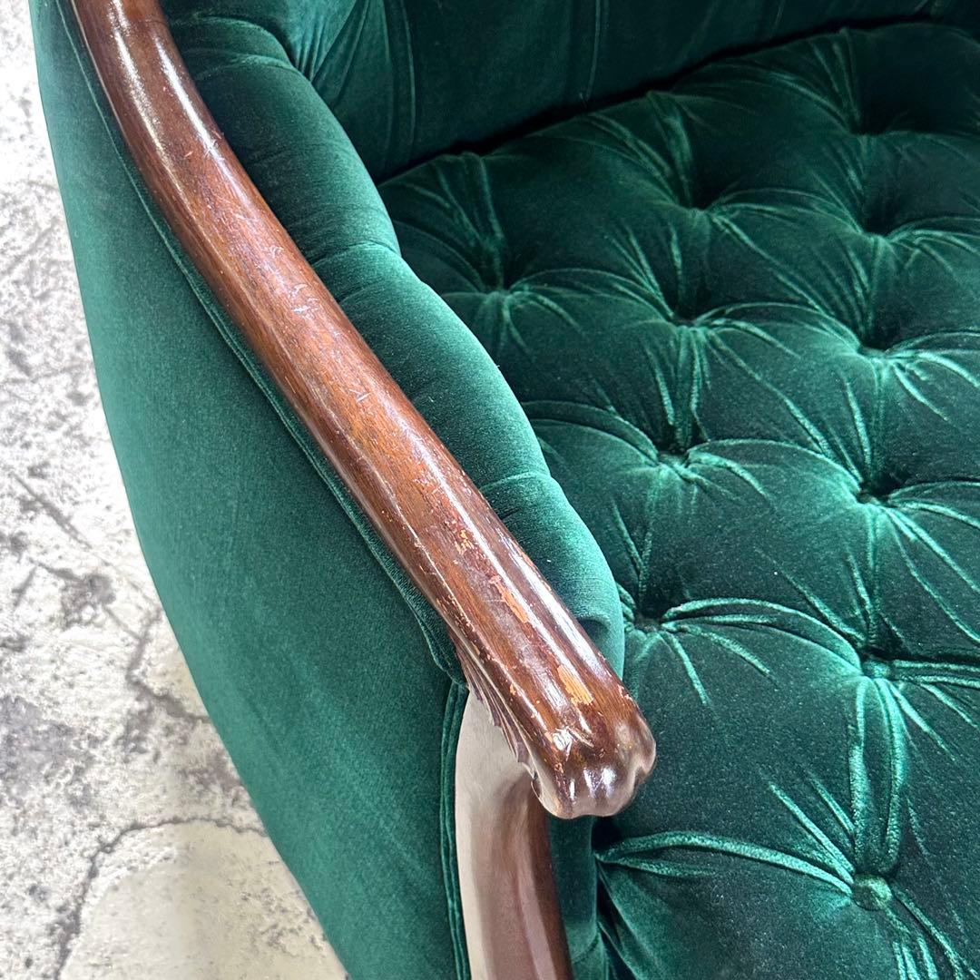 ★魅惑のグリーン★maruniマルニ木工 グリーンベルベットベルサイユ ソファ②