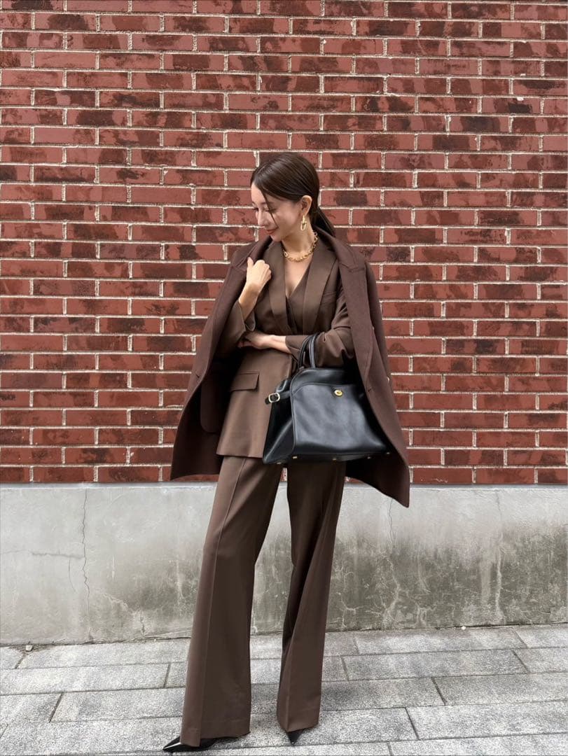 sakiさんコラボ　ジャケットコート　スカートとセットアップ　ブラウン　Mサイズ