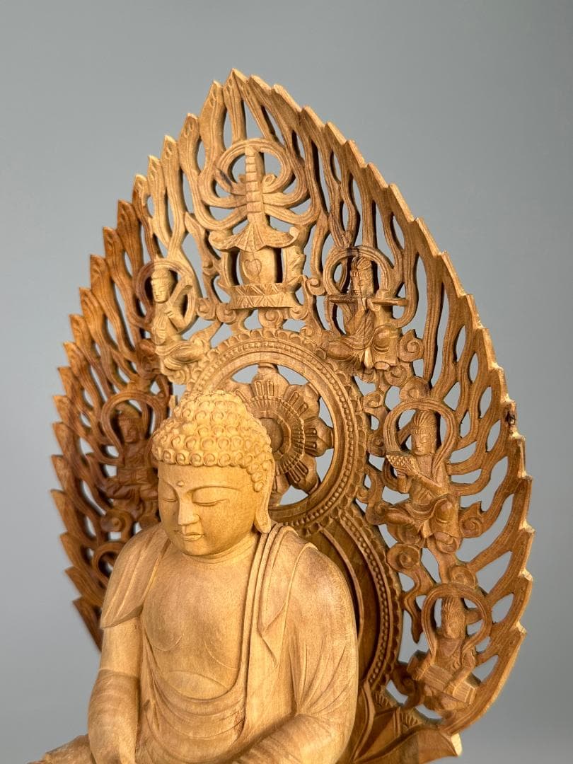 仏教美術　木彫　相国大龍　有馬頼底　白檀　細密木彫　証明書付　仏像　美品　共箱付