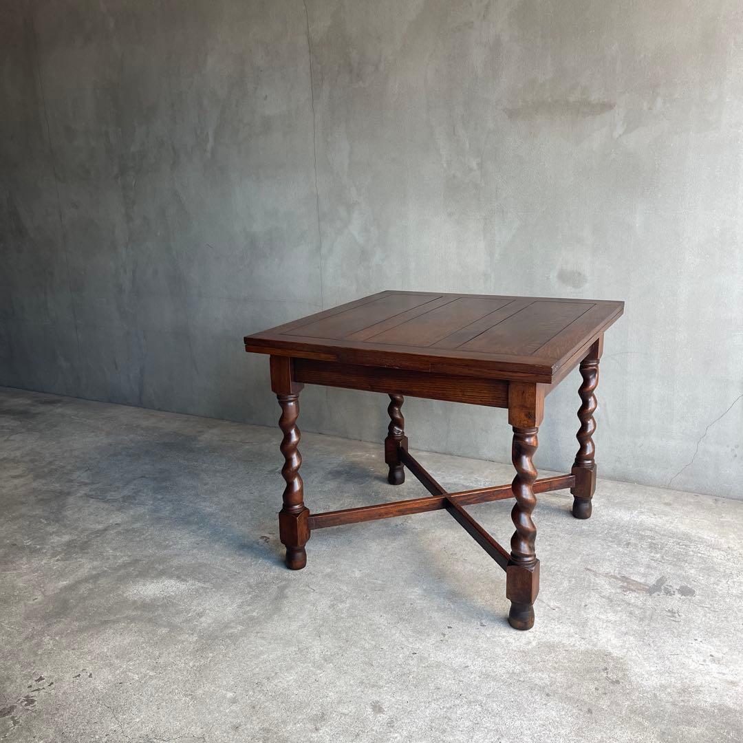 イギリス　オールドアンティーク家具 ドローリーフテーブル 拡張テーブル　オーク