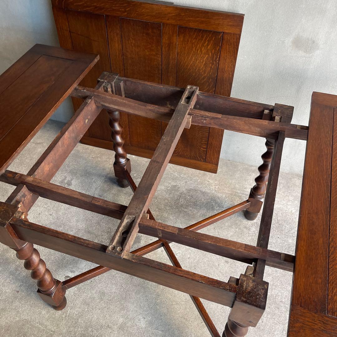 イギリス　オールドアンティーク家具 ドローリーフテーブル 拡張テーブル　オーク