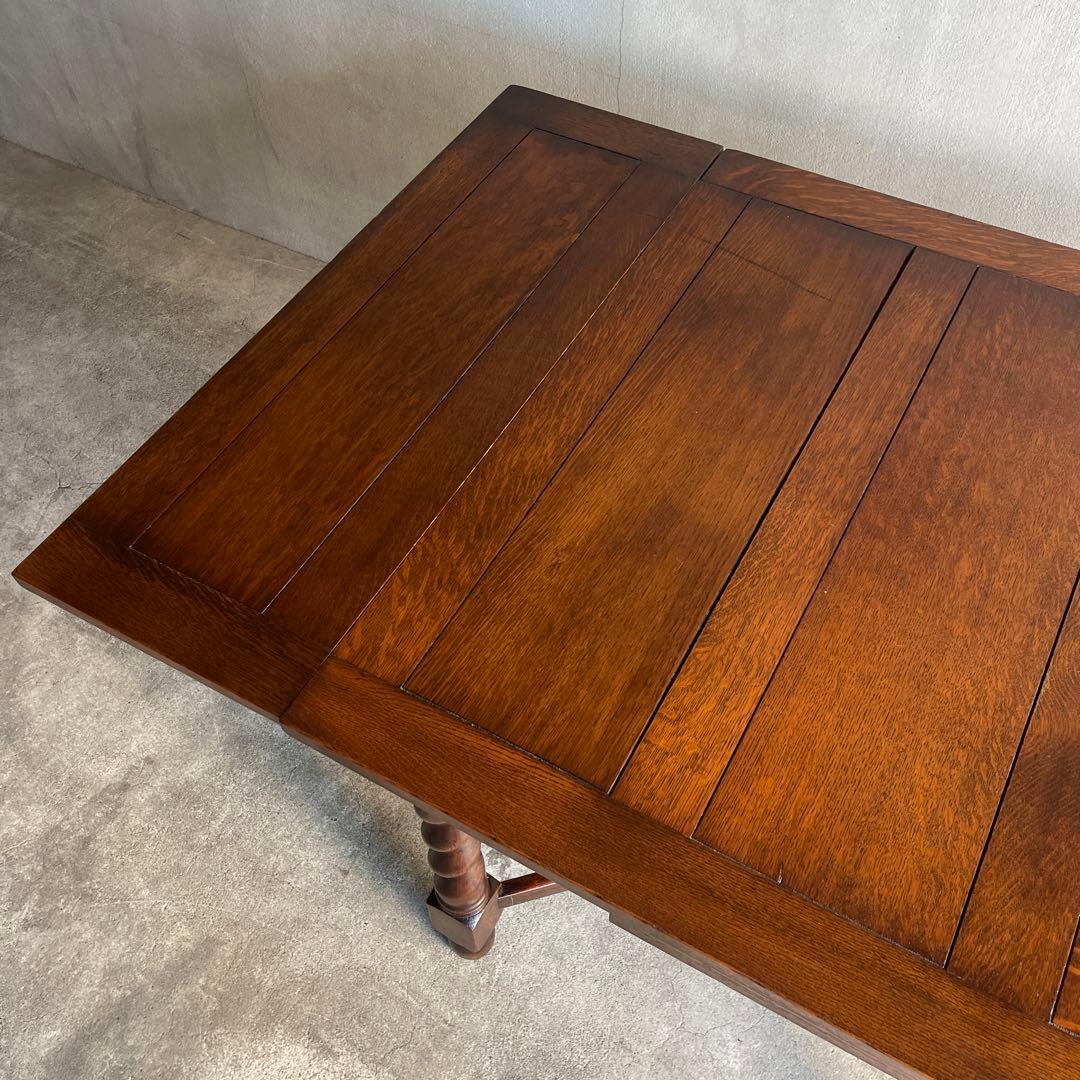 イギリス　オールドアンティーク家具 ドローリーフテーブル 拡張テーブル　オーク