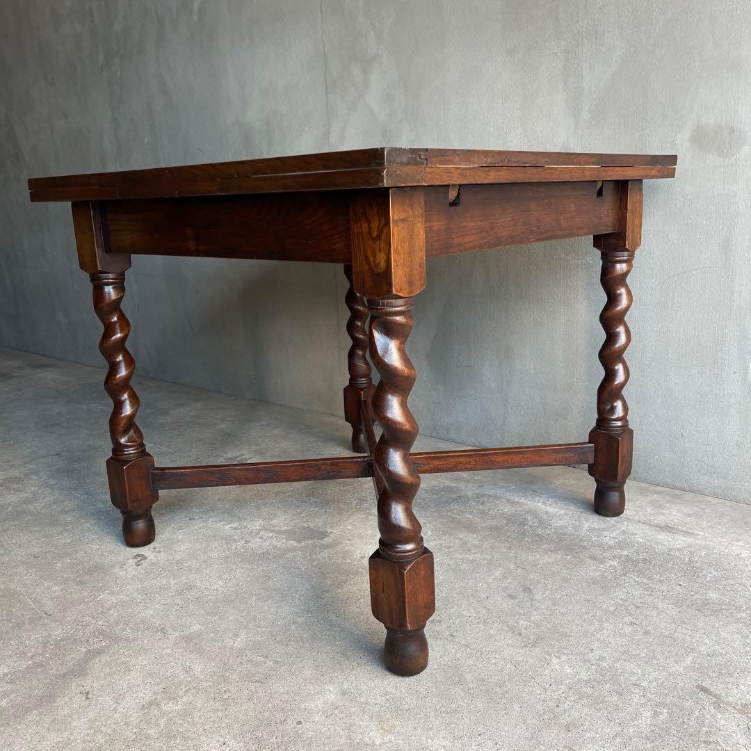 イギリス　オールドアンティーク家具 ドローリーフテーブル 拡張テーブル　オーク