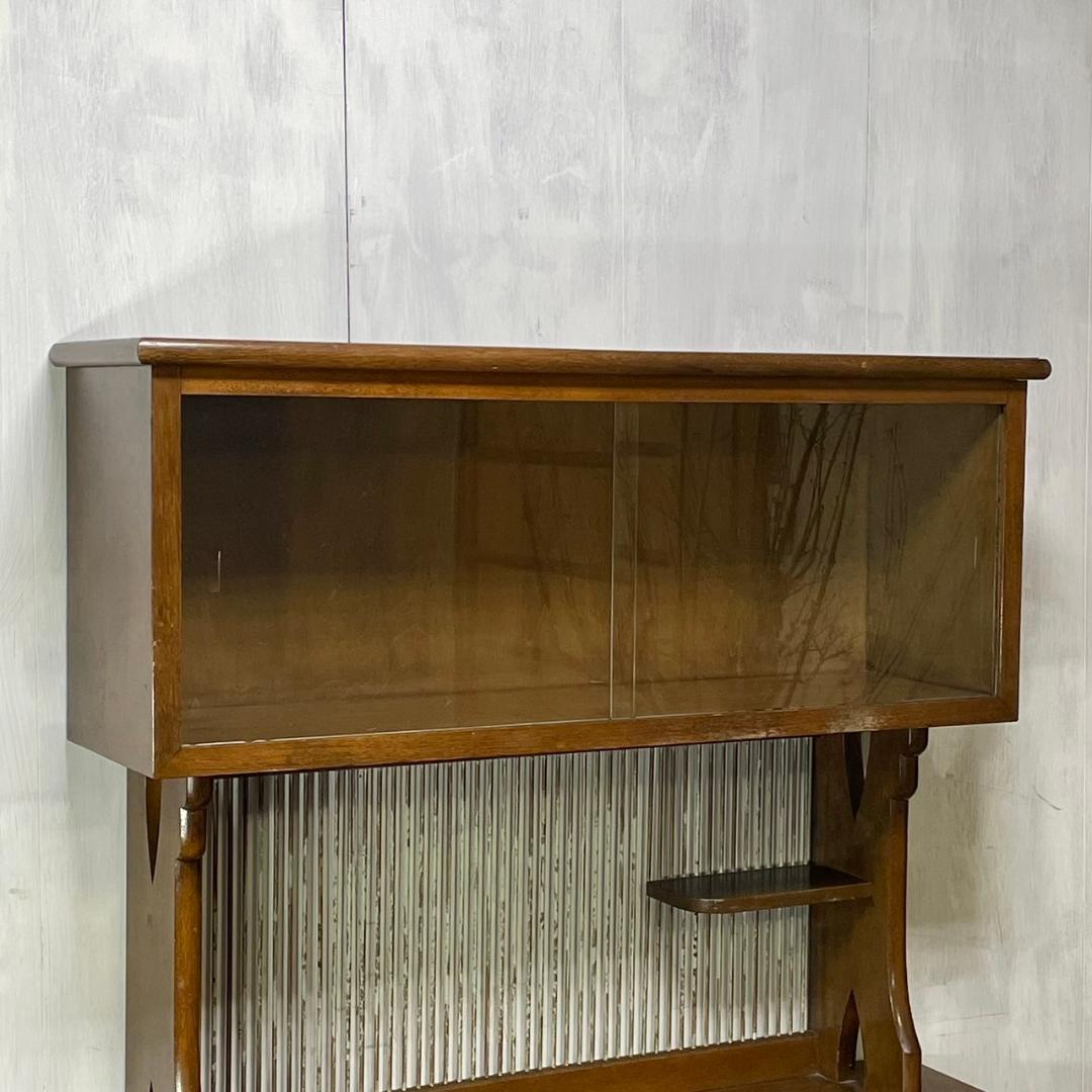 ヴィンテージ カップボード モールガラス 食器棚 収納 飾り棚 ビンテージ