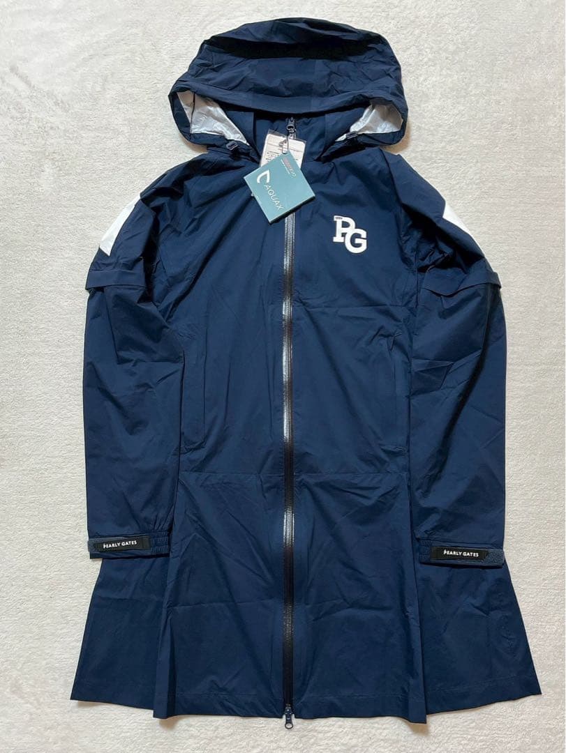 新品タグ付　パーリーゲイツ　レインワンピース　2WAY フード ネイビー　L　２