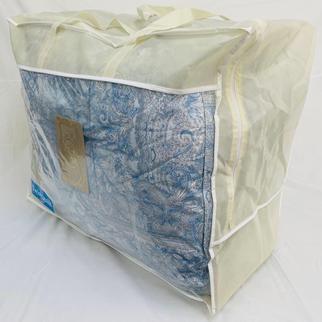 羽毛布団 ダブル ポーランド産ホワイトマザーグース 軽量生地 25738ブルー