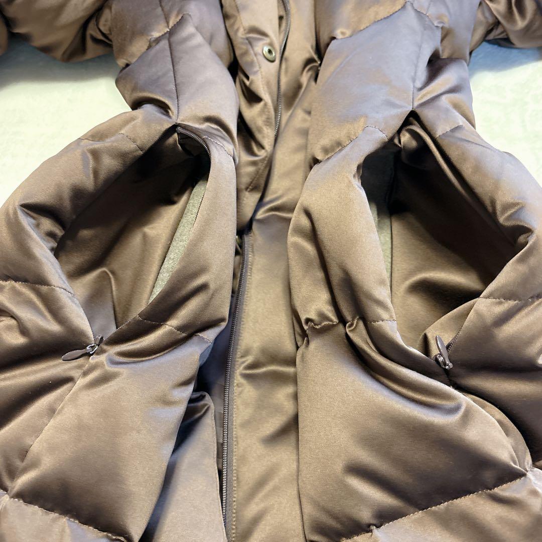 バーバリーロンドン ダークブラウン ロングダウンコート シャドーチェック 9号