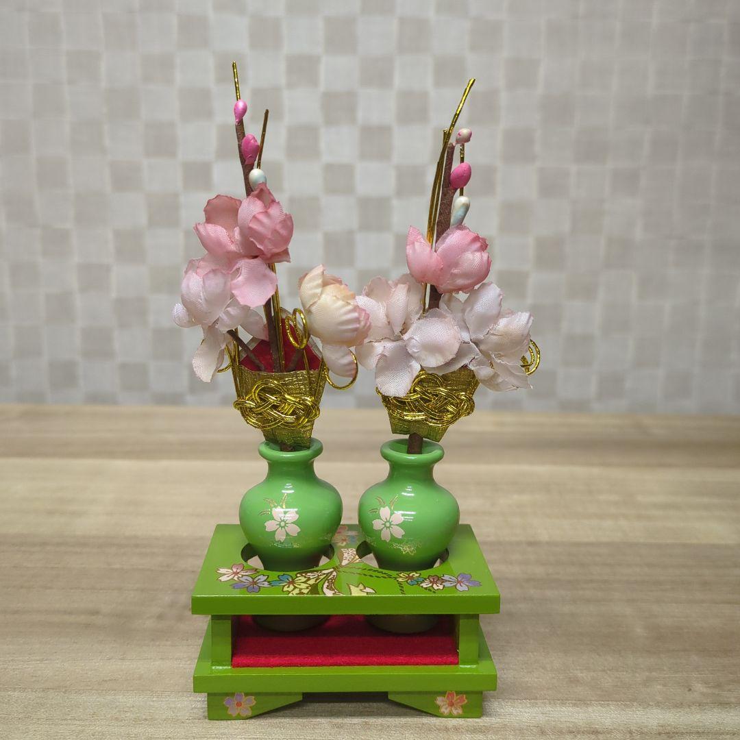 雛道具　25号　6点セット木製 抹茶色 幅60cm〜70cm前後3段用