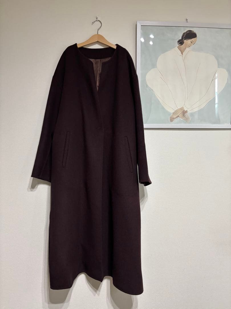 green label relaxing ウール リバー ノーカラー コート