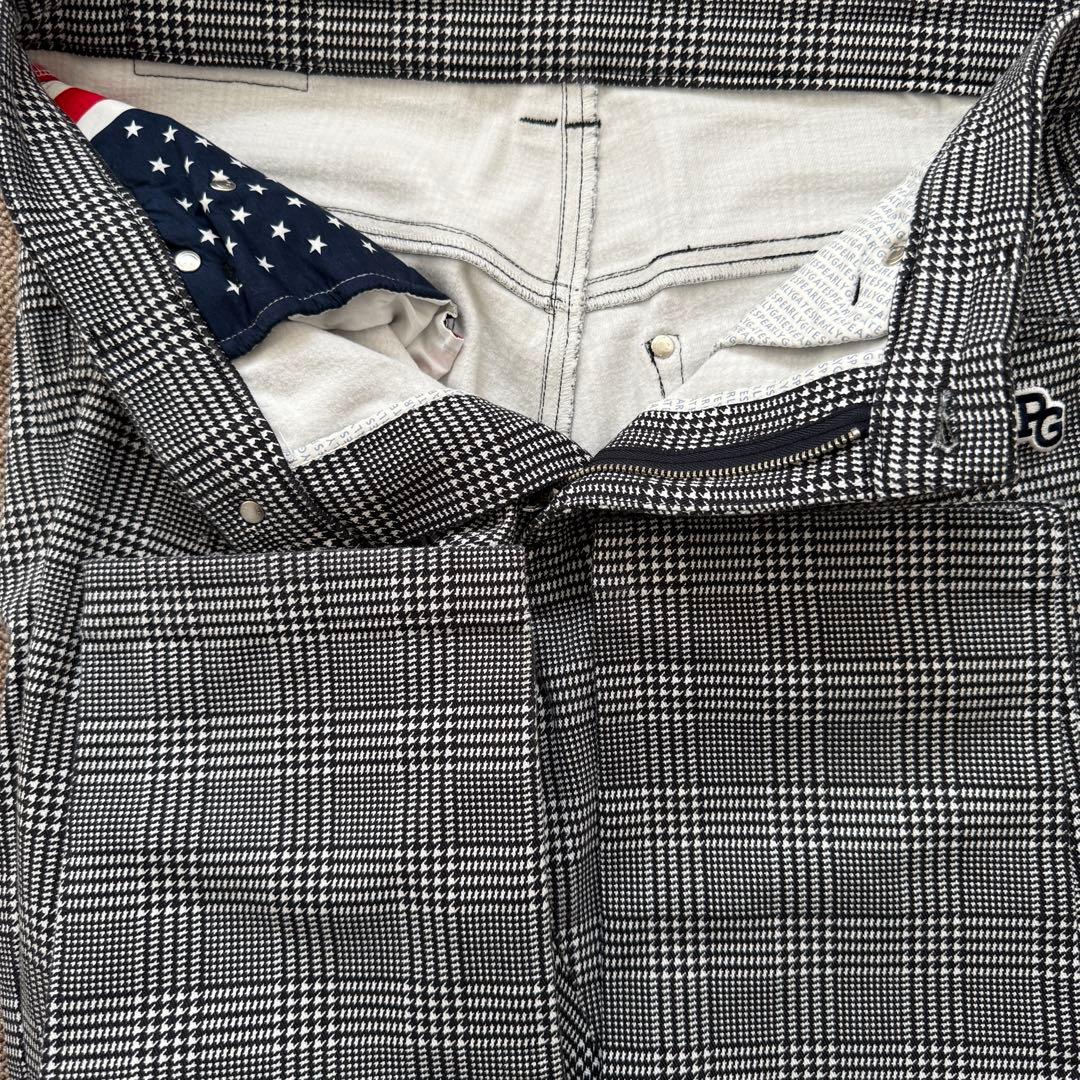 裏起毛　パーリーゲイツ　パンツ　黒　白　チェック　千鳥格子　M〜L相当　4