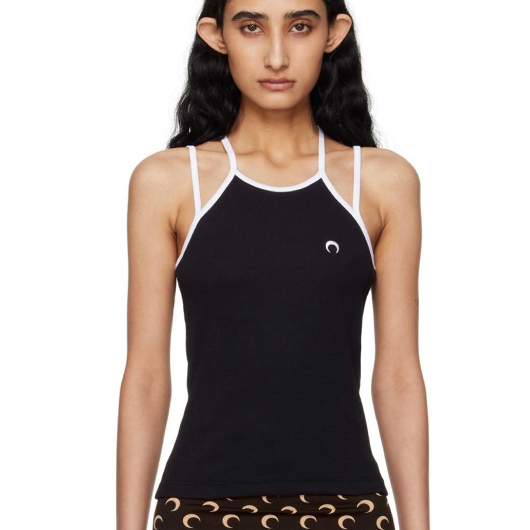 MARINE SERRE ブラック Tennis Court トップス