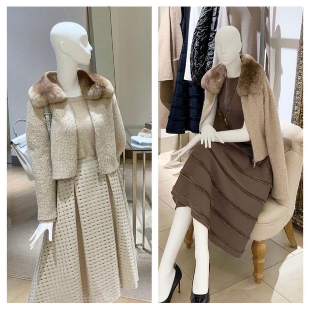 美品　定価45万円　FOXEY フォクシー　カシミヤ　ファー　カーディガン　40