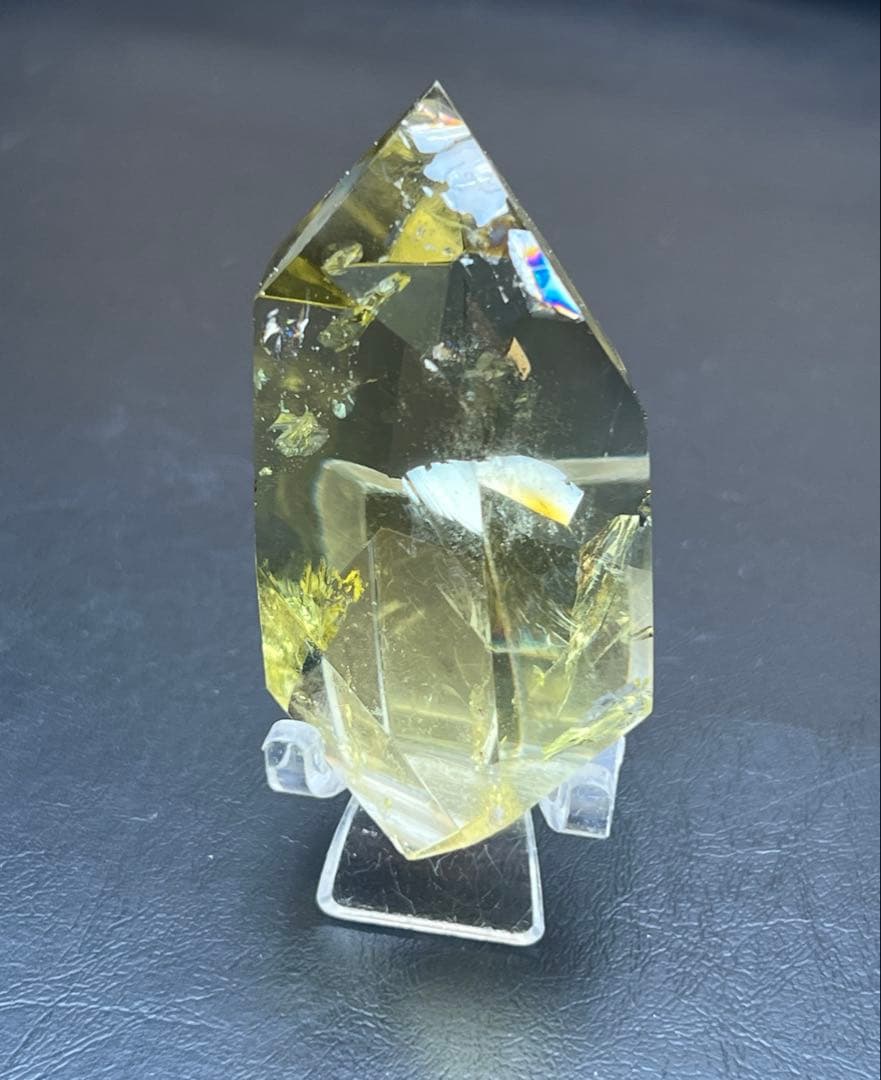 天然レインボーシトリン　黄水晶　美品　タンブル　ポイント　高品質　置物　　金運