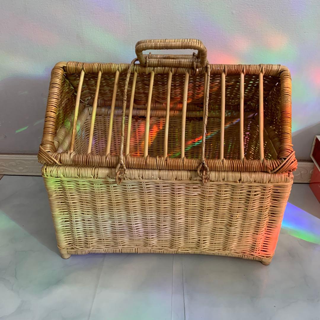 ラタン製 ペットキャリー カゴバック