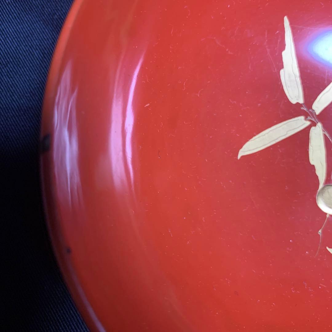 蓋向　木製手描き金彩絵　尾上の爺婆・鶴亀・松竹梅　盛金蒔絵　向付け　煮物椀　3客