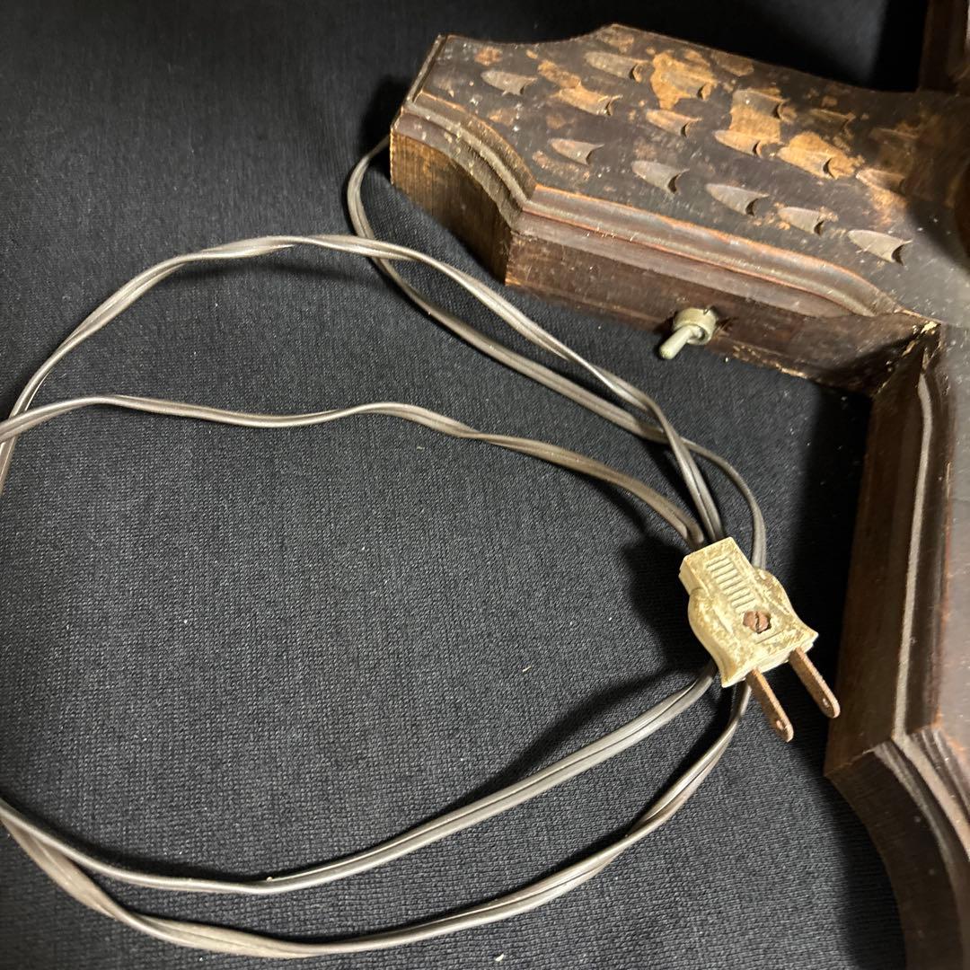 アンティーク木製&アイアンランプ 彫刻チェーン大