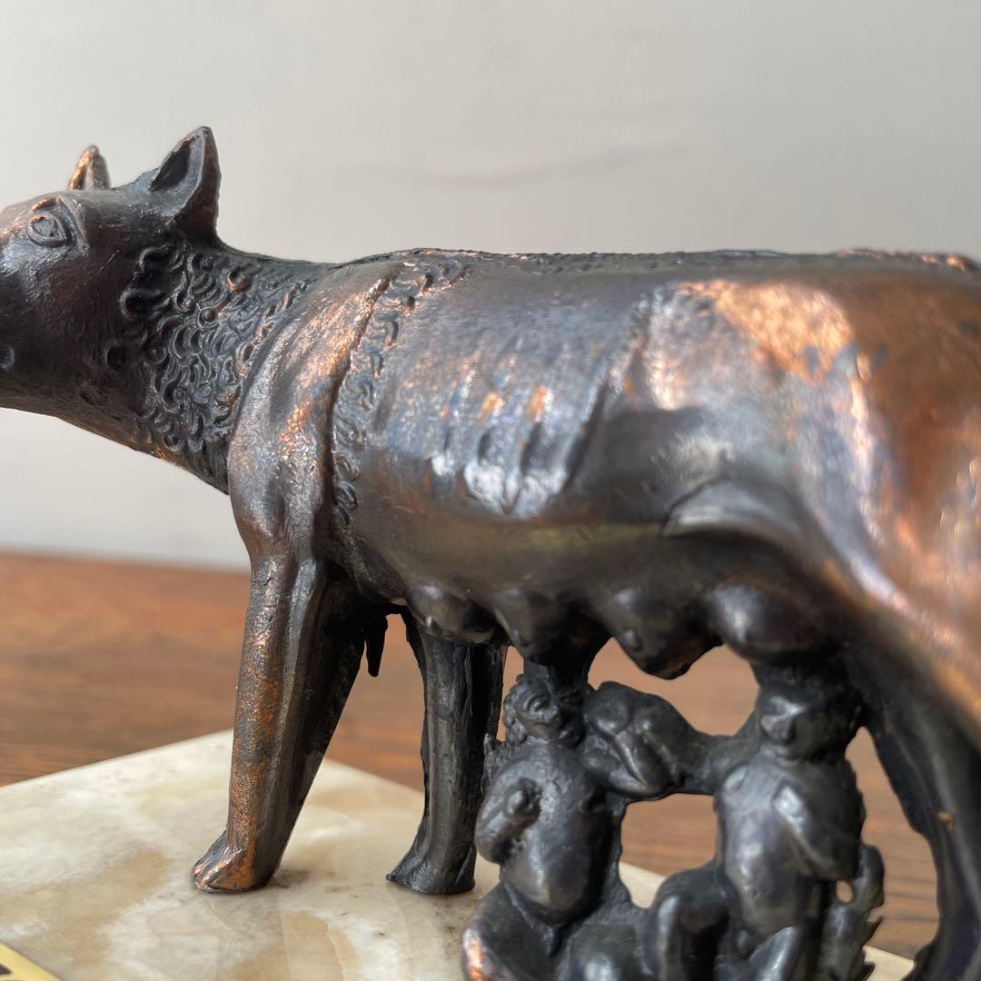 確認用　ローマの伝説 カピトリーノの雌狼　ブロンズ置物　大理石　海外　イタリア