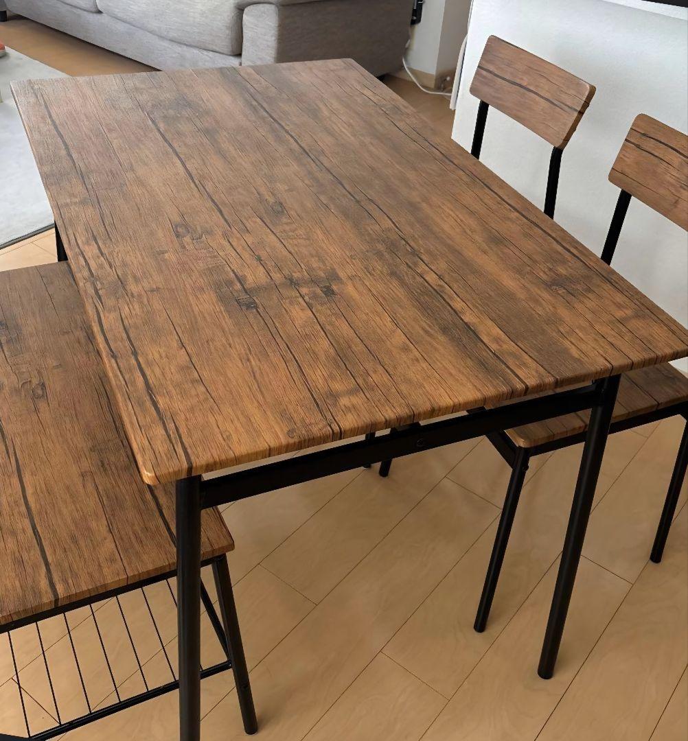 木製ブラウンダイニングテーブルセット（引き取りのみ）