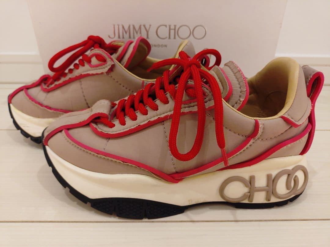 ★希少★ JIMMY CHOO ピンク ベージュ ハイテク スニーカー 35