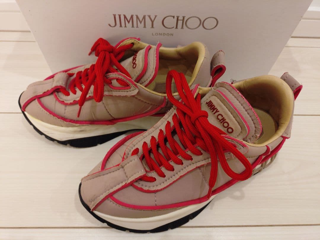 ★希少★ JIMMY CHOO ピンク ベージュ ハイテク スニーカー 35