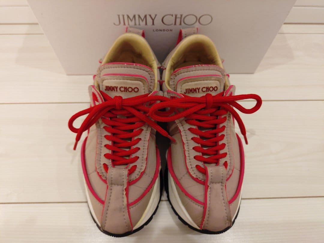 ★希少★ JIMMY CHOO ピンク ベージュ ハイテク スニーカー 35