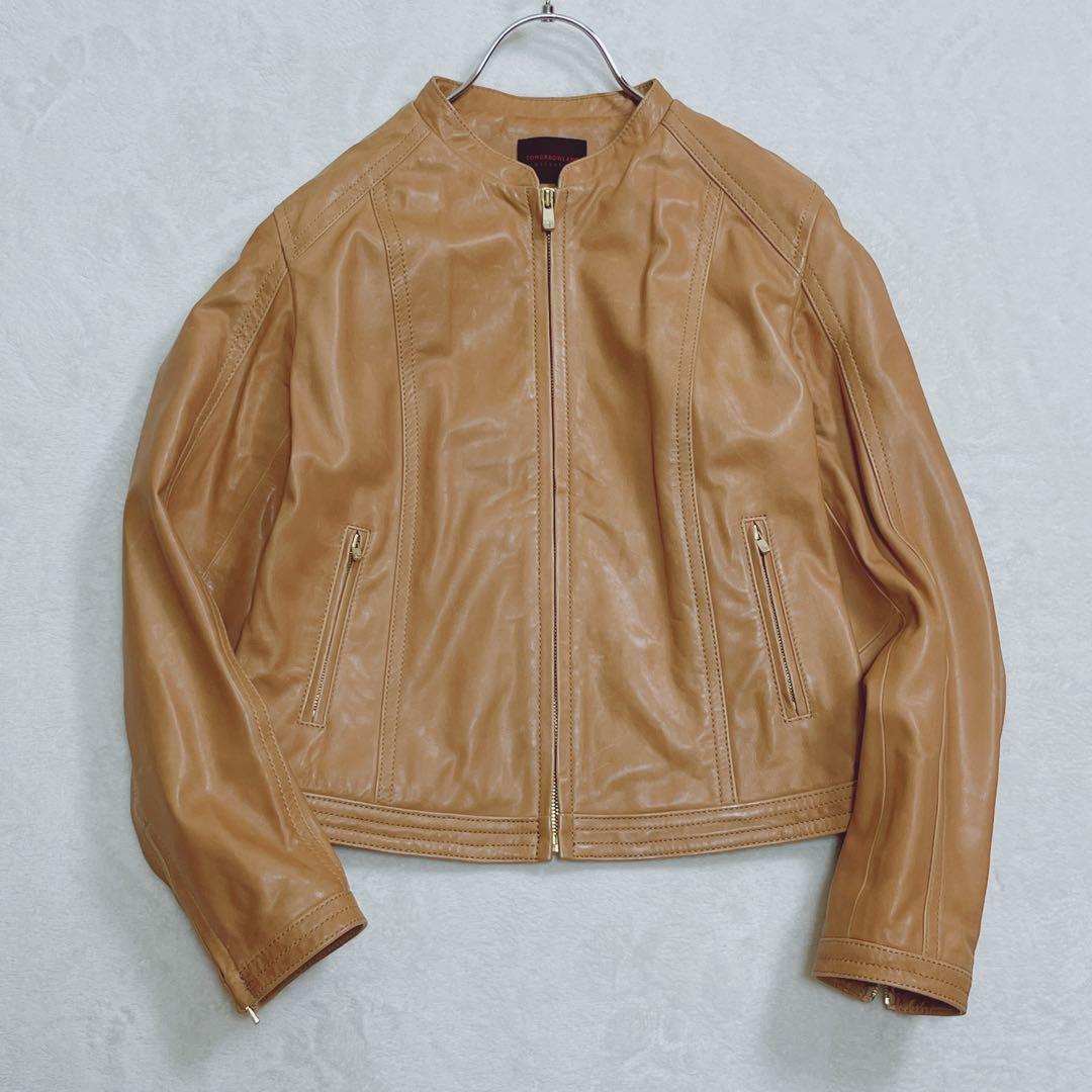『トゥモローランド コレクション』ラムレザージャケット 羊革 キャメル 9号
