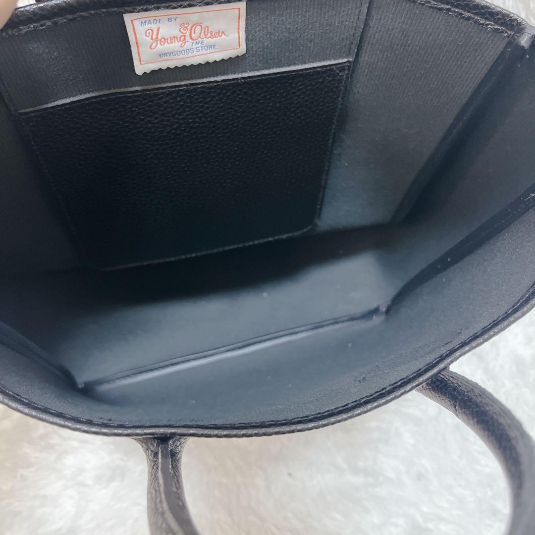 極美品✨ヤングアンドオルセン トートバッグ シボ革 ブラック A4収納 ブラック