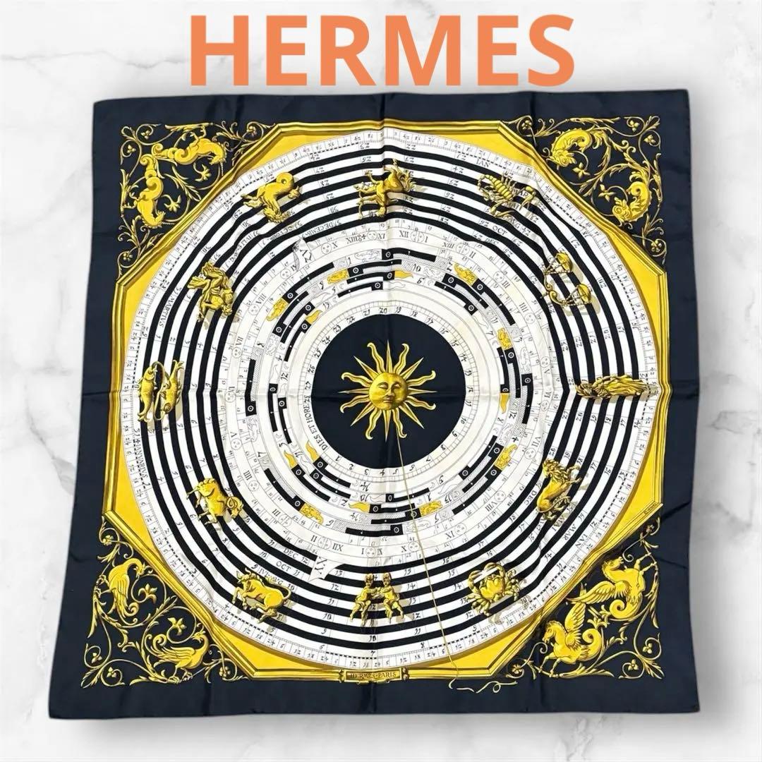 希少HERMESエルメス♪シルク100%絹スカーフ♪フランス製 カレ90占星術