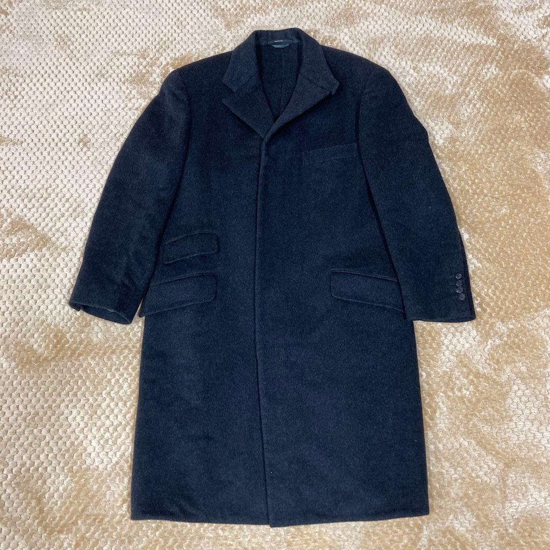 HERMESエルメス　カシミア　チェスターコート　ダークグレー　L