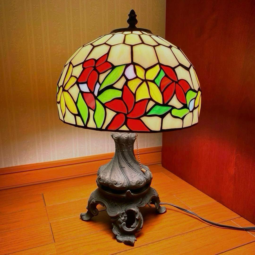 花柄ステンドグラスランプ