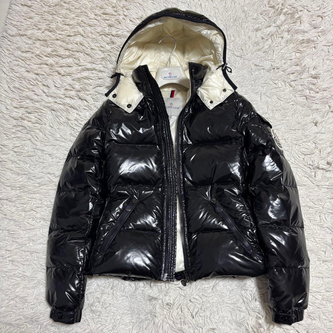 モンクレール ダウンジャケット BADIAシャイニー デカワッペン ブラック S