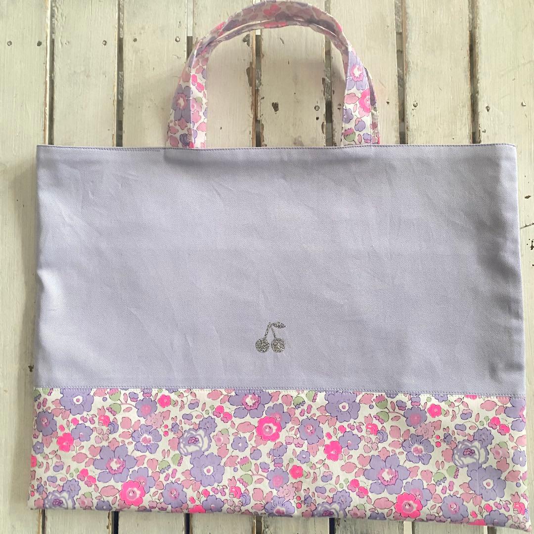 k⭐︎様⭐︎リバティプリント使用×さくらんぼワッペンレッスンバッグ他オーダー