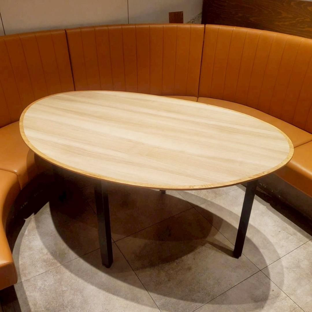 オーバルテーブル W1500 木製 楕円 スチール脚 ダイニングテーブル 業務用