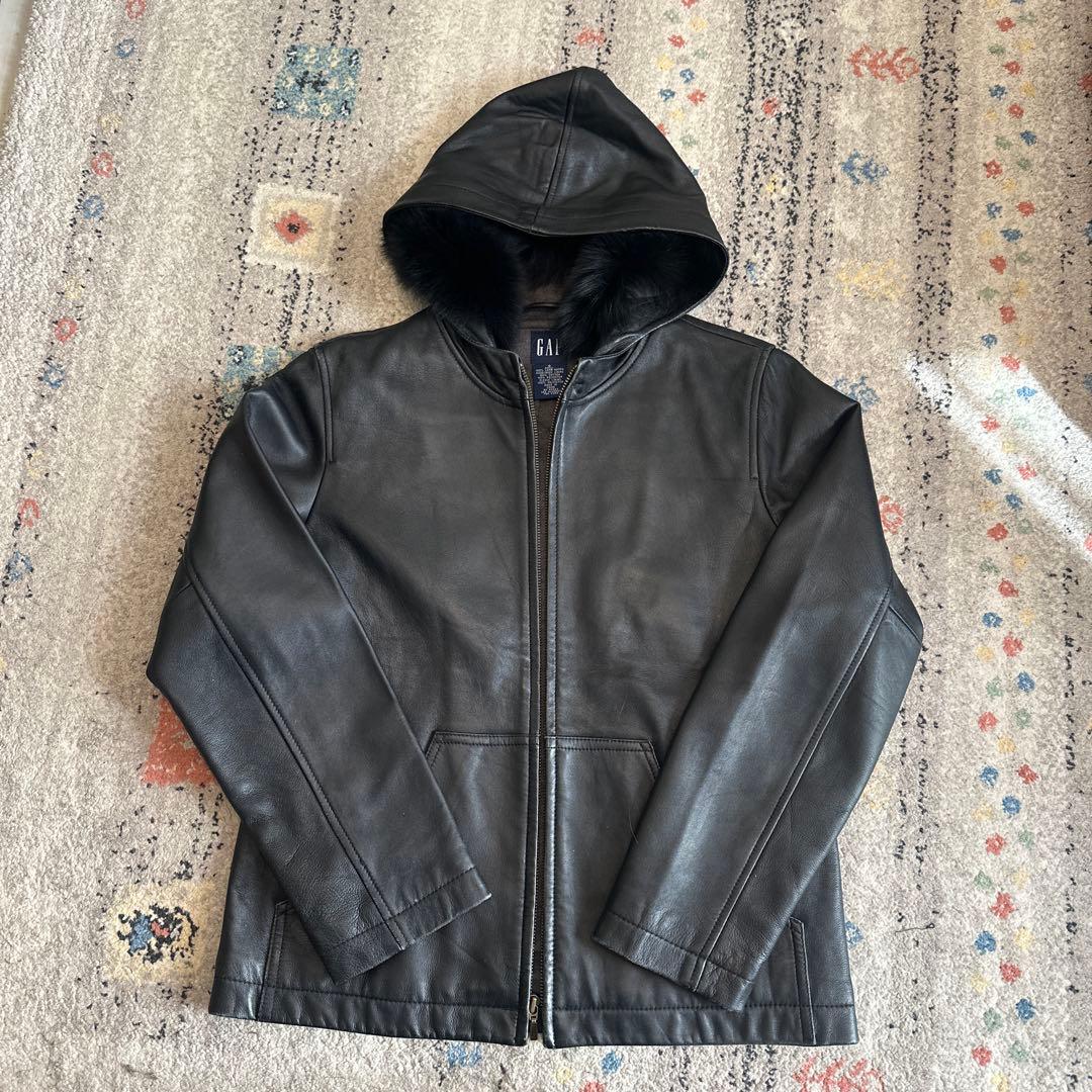 old gap レザー フーディ パーカー ラムレザー y2k FUJIくん着用