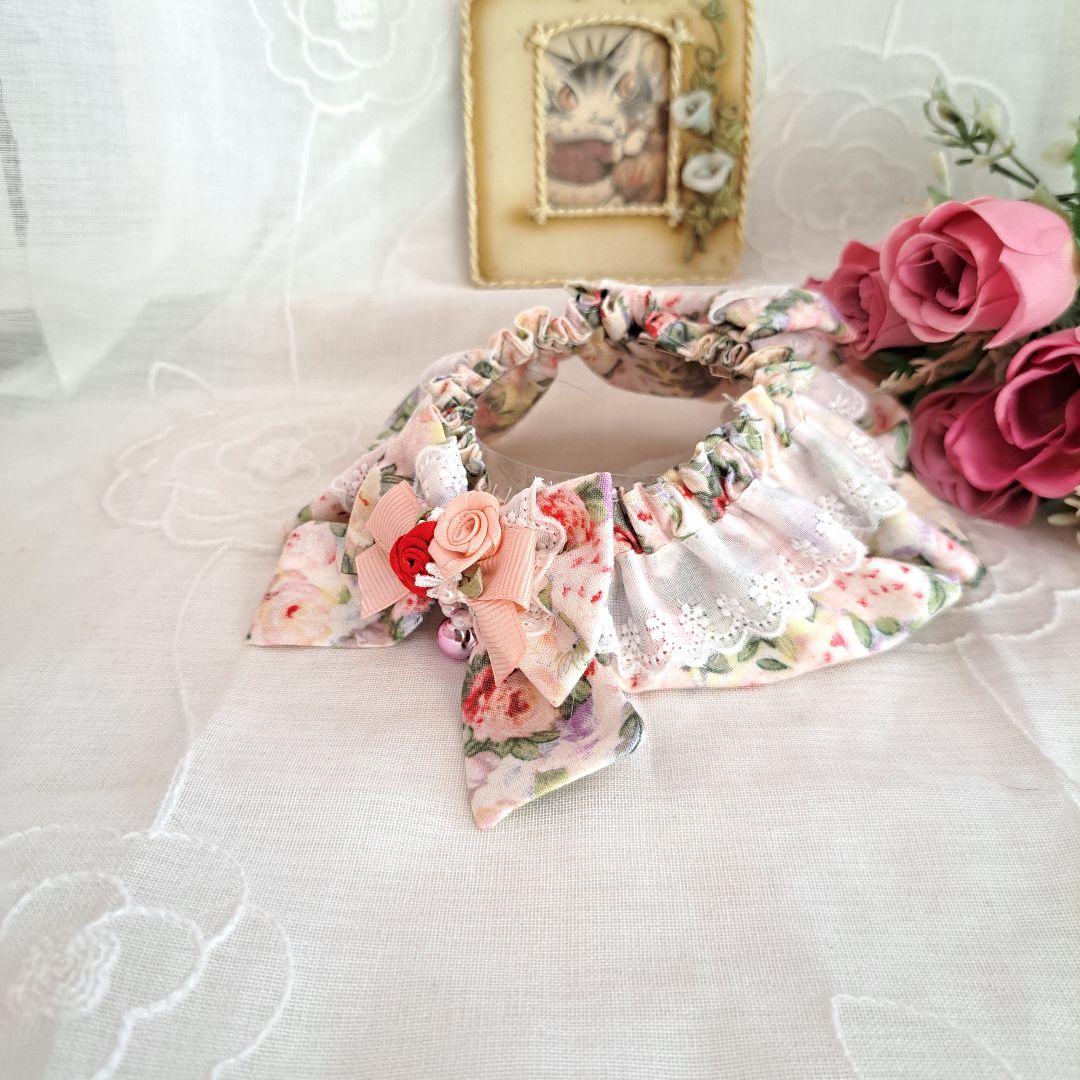 幅広シュシュ(水性画風ローズ)わんちゃん猫ちゃん用