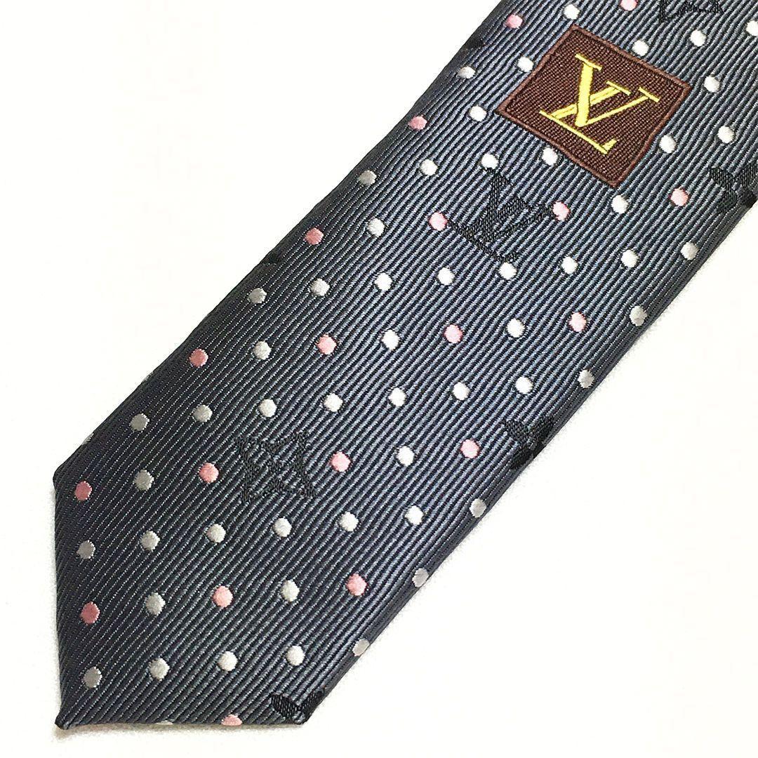 未使用級 ルイヴィトン Louis Vuitton ネクタイ ドット モノグラム