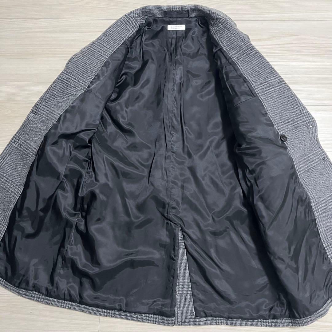 極美品　ユナイテッドアローズ　グレーチェック ダブルブレスト チェスターコートL