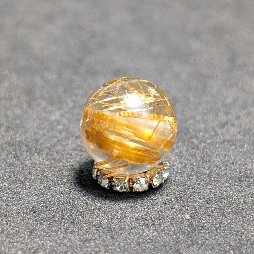 一点物 【豪快な太金針】ゴールドタイチンルチル 10ミリ 1粒売り お守り石