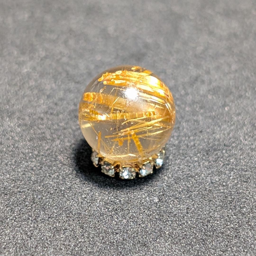 一点物 【豪快な太金針】ゴールドタイチンルチル 10ミリ 1粒売り お守り石