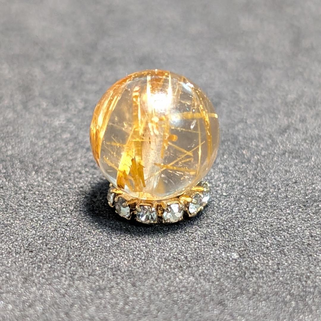 一点物 【豪快な太金針】ゴールドタイチンルチル 10ミリ 1粒売り お守り石