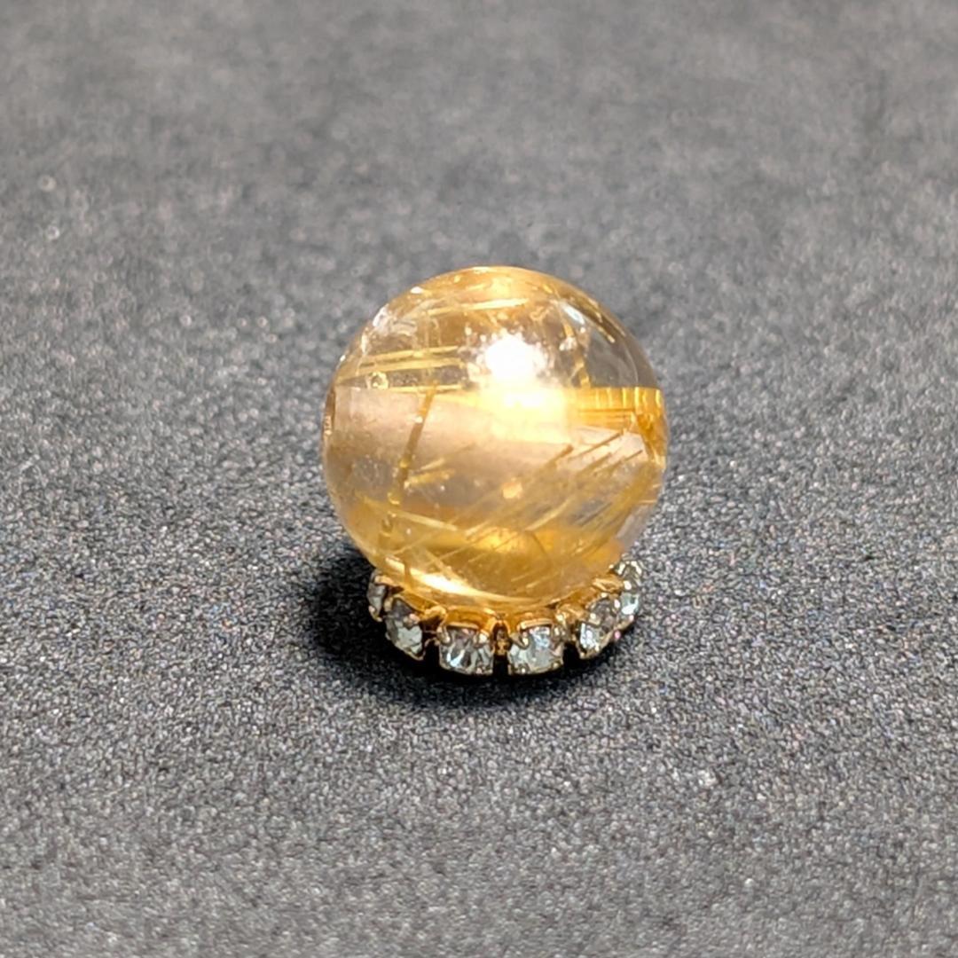 一点物 【豪快な太金針】ゴールドタイチンルチル 10ミリ 1粒売り お守り石