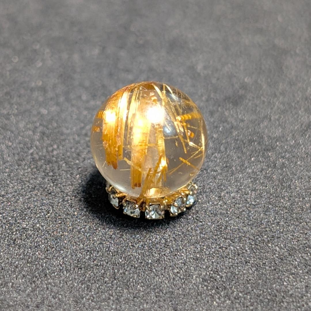 一点物 【豪快な太金針】ゴールドタイチンルチル 10ミリ 1粒売り お守り石