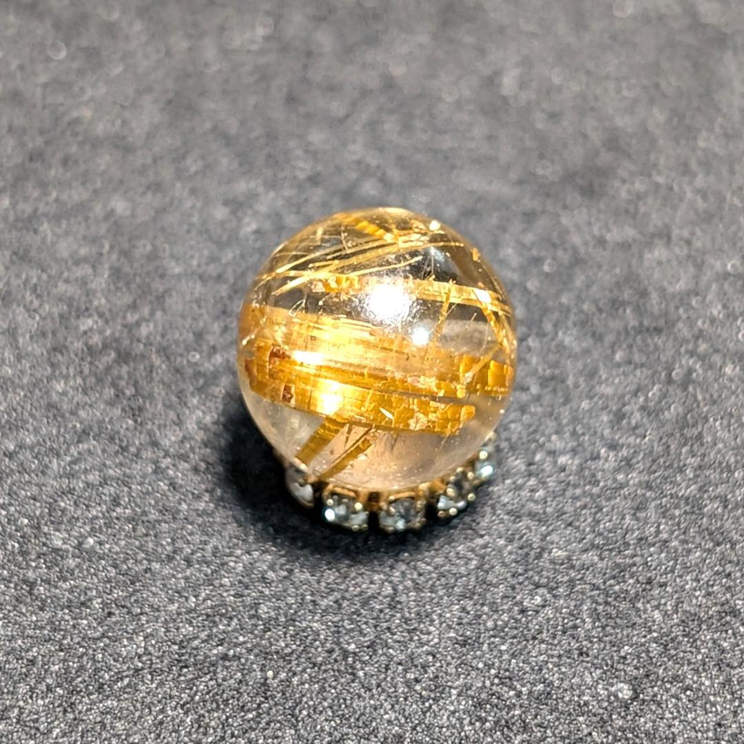 一点物 【豪快な太金針】ゴールドタイチンルチル 10ミリ 1粒売り お守り石