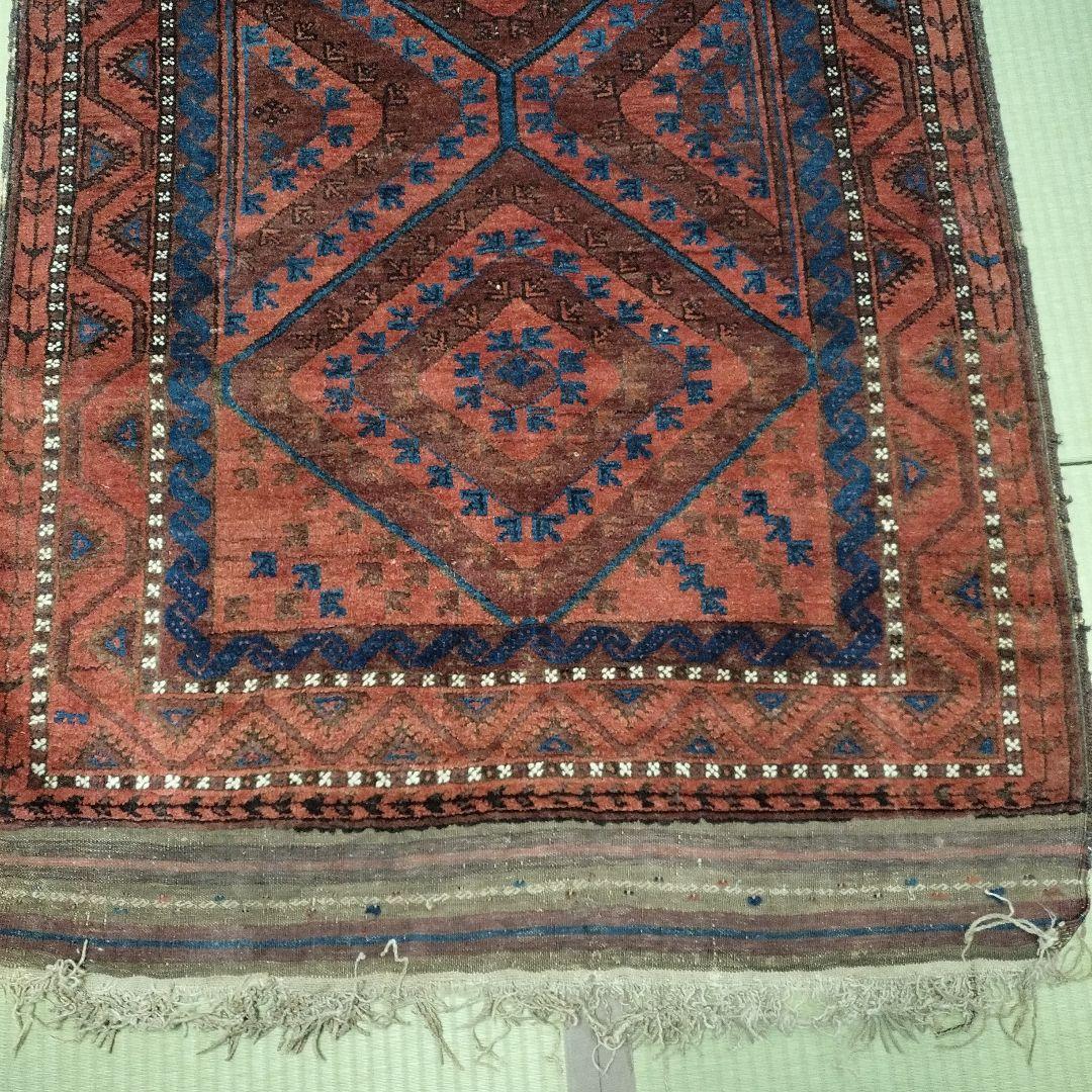 古い緞通　絨毯　敷物　絹　 再度お値下げいいたしました