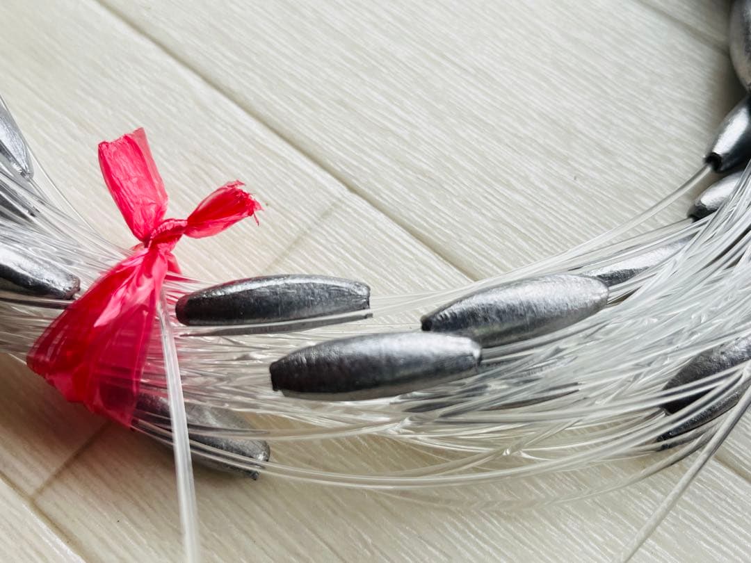 ビシ鉛 60ｍ 2匁300個間隔20cm強力ナイロン80号2.43kg